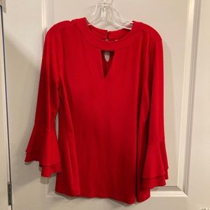 Red Key Hole Cut Blouse by Charter Club Size M